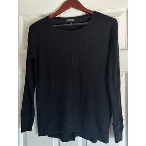 Topshop Long Line Crew Neck Sweater in Black